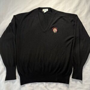Vintage Etonic Sportswear Men's L Black New Mexico V-Neck Sweater Made In USA